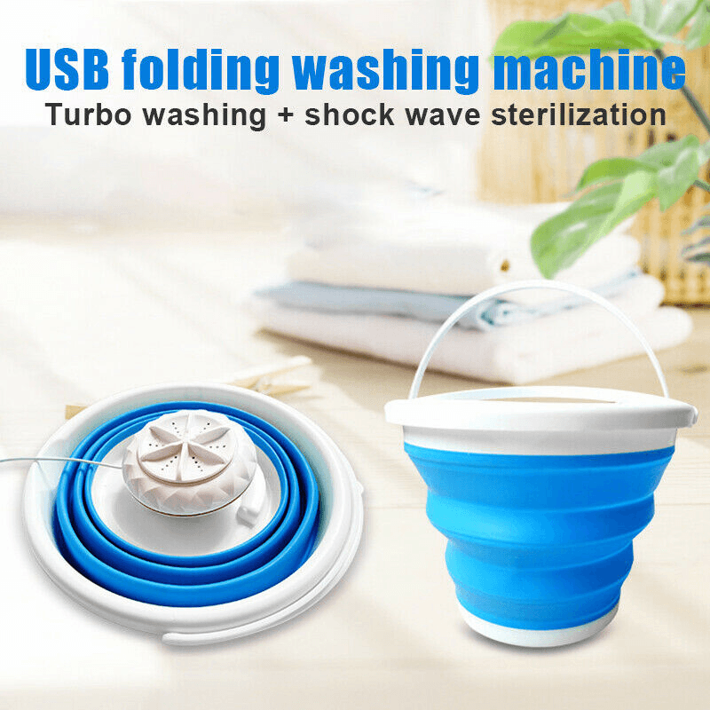 Portable Mini Turbine Clothes Washing Machine Compact Foldable Ultrasonic Washer USB Powered for Travel Home Camping Apartments Dorms RV Business Trendha