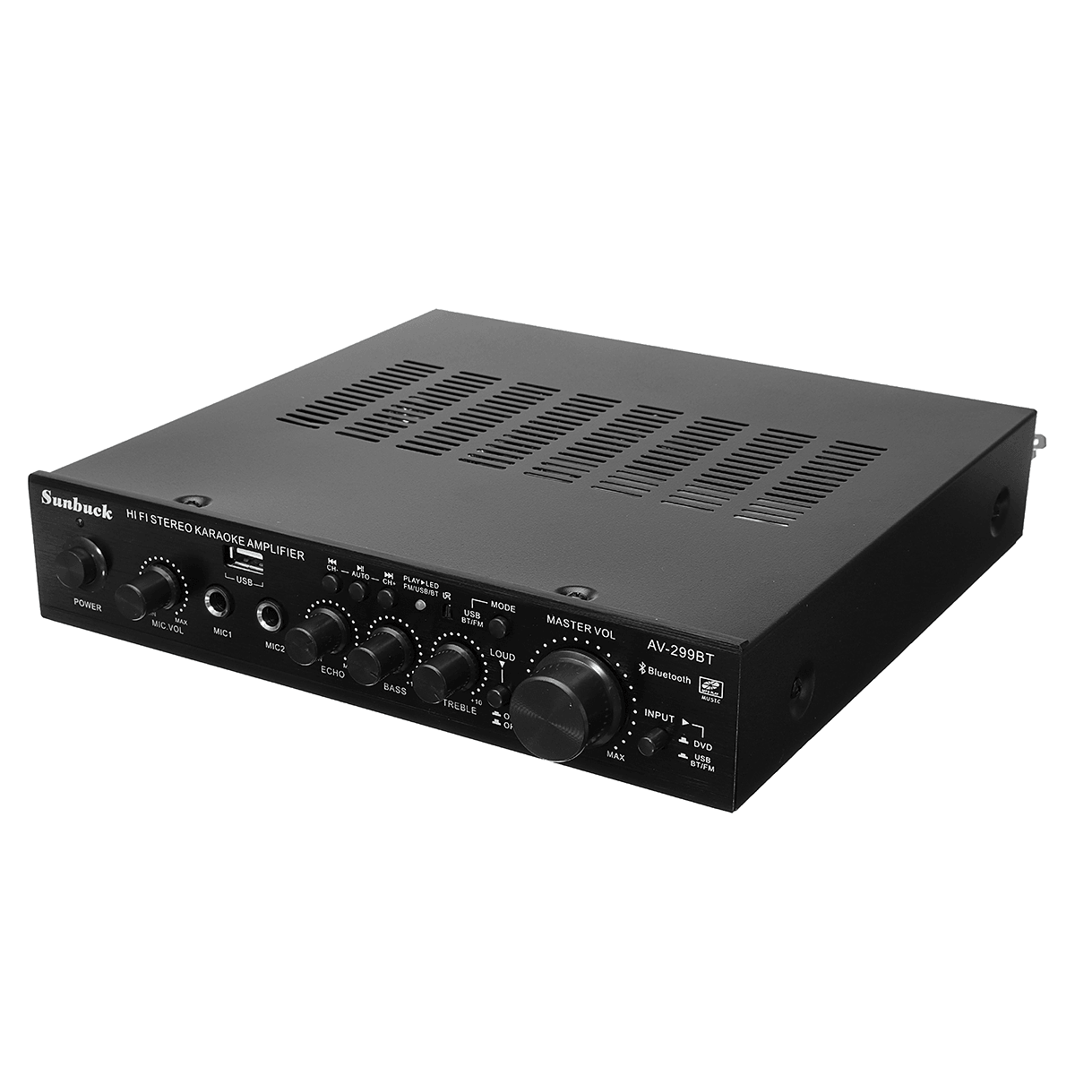 Sunbuck AV-299BT 200W HIFI Bluetooth Stereo Power Amplifier Remote Control USB FM Mic Input Trendha