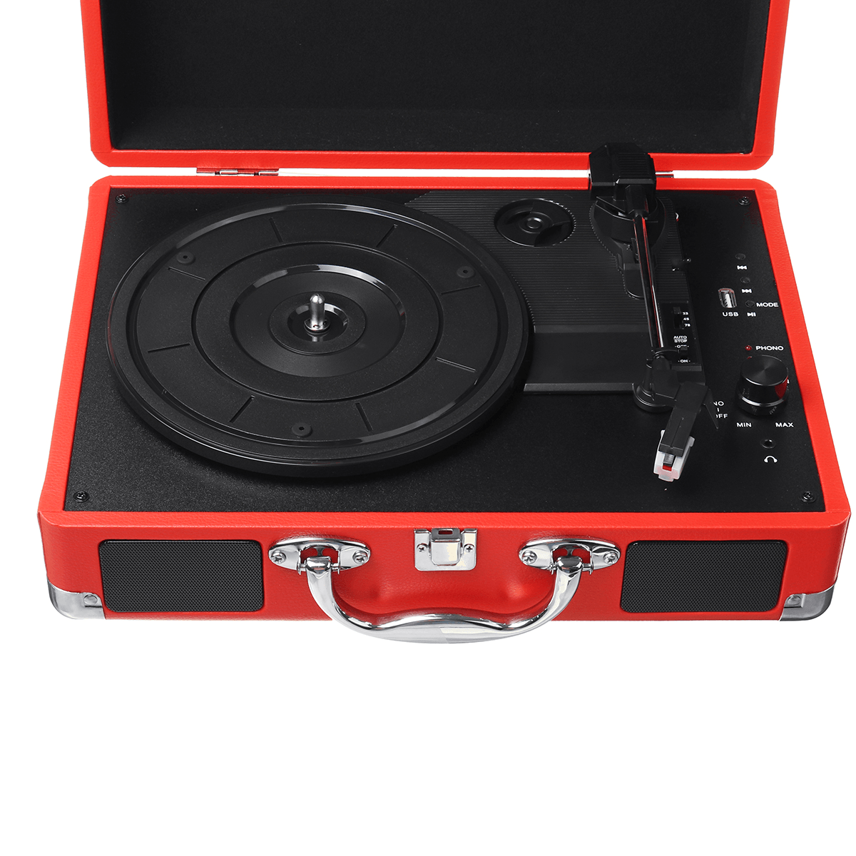 Phonograph Turntables Record Player Retro Vinyl Audio USB Bluetooth Speaker Suitcase 33/45/78 RPM Record Player with Built-In Speakers Trendha