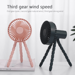 Mini Tripod Stroller Fan Desktop Clip Fan Mobile Phone Holder 3 Gear Wind Speed USB Air Cooler 1800Mah Battery for Outdoor Desk Stroller Car Rides Trendha