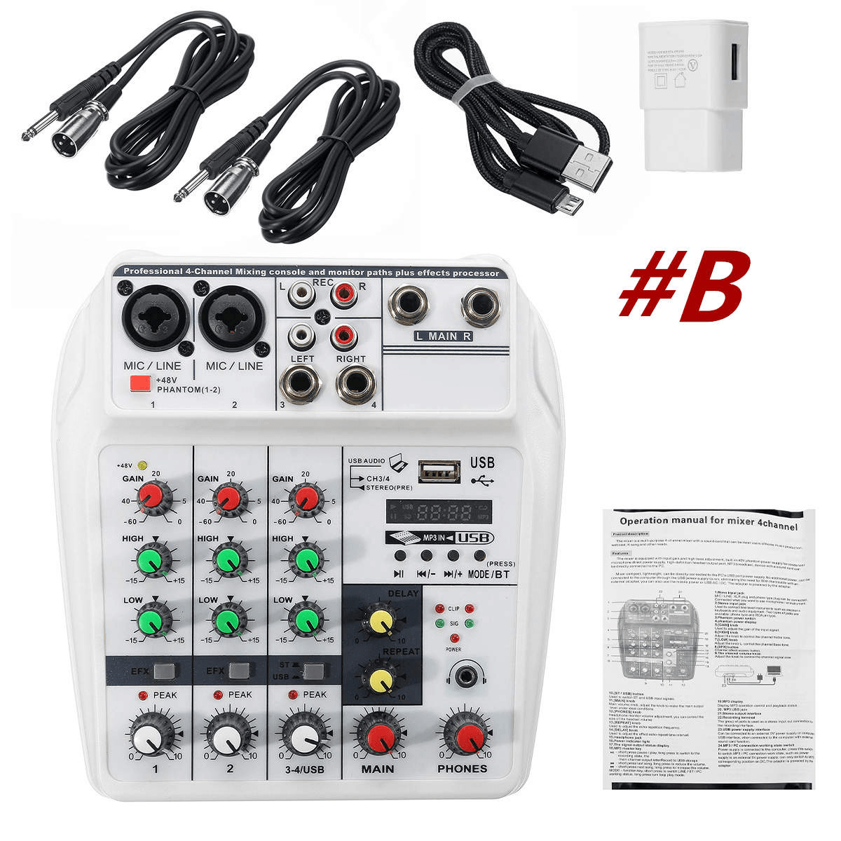 4 Channel Audio Mixer Bluetooth USB Stereo Studio Sound Mixing Console Digital Trendha