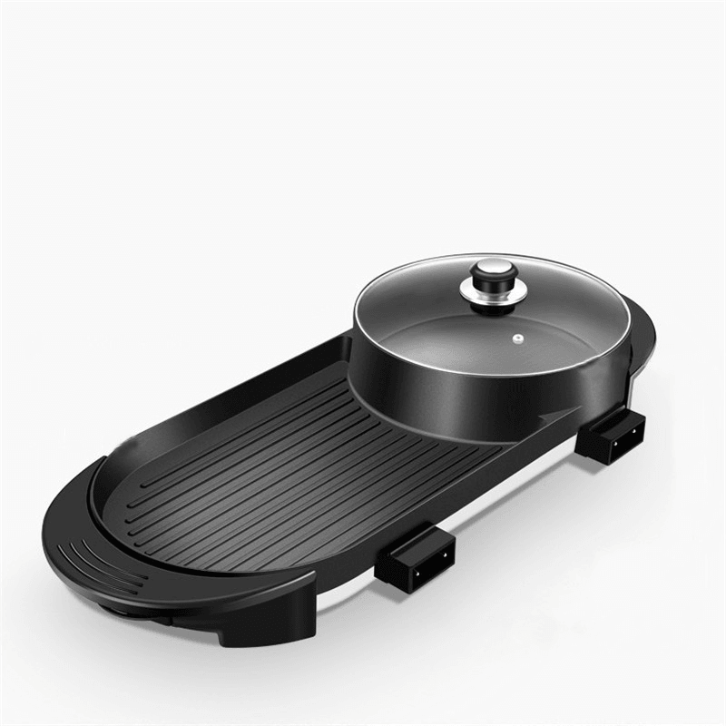 2 in 1 Multi-Function Separation Barbecue Pan Hot Pot Non-Stick Grill Roasting Pan Electric Skillet dylinoshop