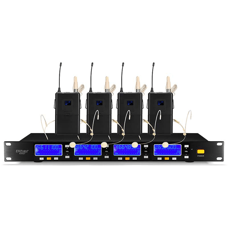 Erzhen 600GT UHF Wireless 4Ch Handheld Microphone System for Speech Meeting Trendha