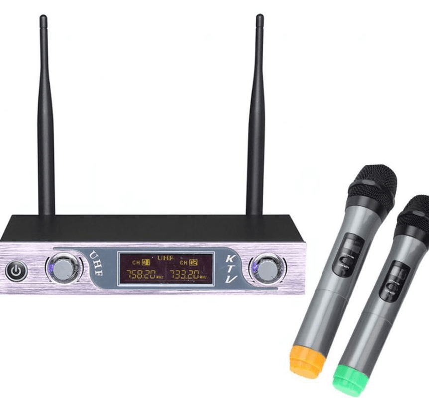 VHF Wireless Microphone Receiver 2 Channel Transmitter System Two Handheld Microphone Trendha