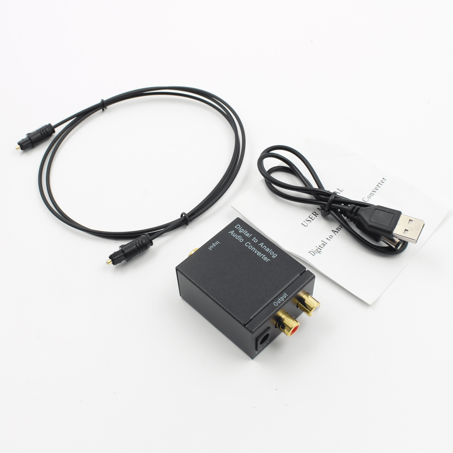 Digital Optical Coax to Analog RCA L/R Audio Converter Adapter with Fiber Cable Trendha