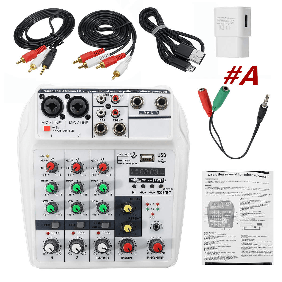 4 Channel Audio Mixer Bluetooth USB Stereo Studio Sound Mixing Console Digital Trendha