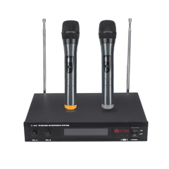 LED Display 2 Channel Karaoke Wireless Handheld Microphone Cordless Dual Mic System with Receiver Trendha