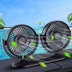 12/24V Portable Mini Car Fan Dual Head 360 Degree All-Round Adjustable Auto Air Cooling Usb Fans Quiet Small Desktop Fan dylinoshop