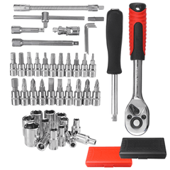 46Pcs Car Repairing Tools 1/4" Drive Socket Ratchet Wrench Kit Hand Tools Spanner Household Car Repair Tool Set dylinoshop