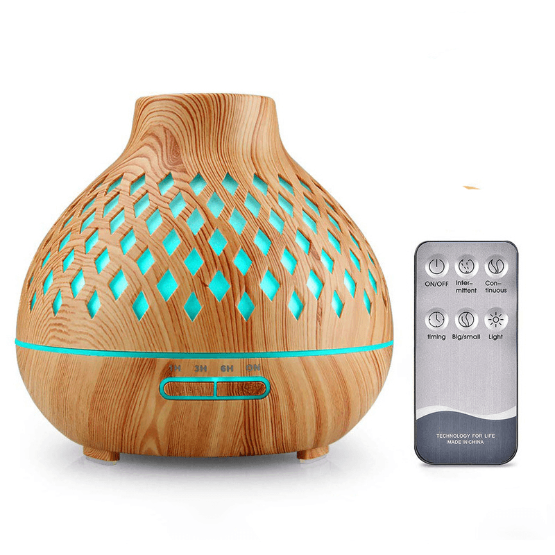 400Ml Mini Humidifier Wood Grain Aroma Essential Oil Diffuser USB Ultrasonic Smooth Fog Mist Maker Remote Control Trendha