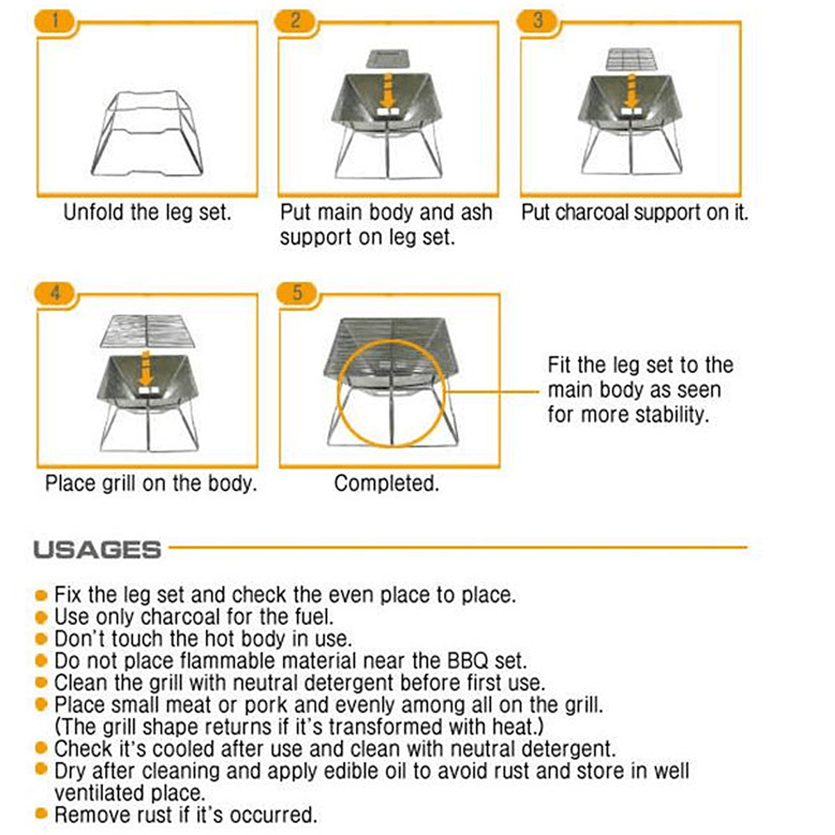 31X31X22Cm Folding BBQ Barbecue Grill Portable Outdoor Home BBQ Tools Easy Installation Trendha