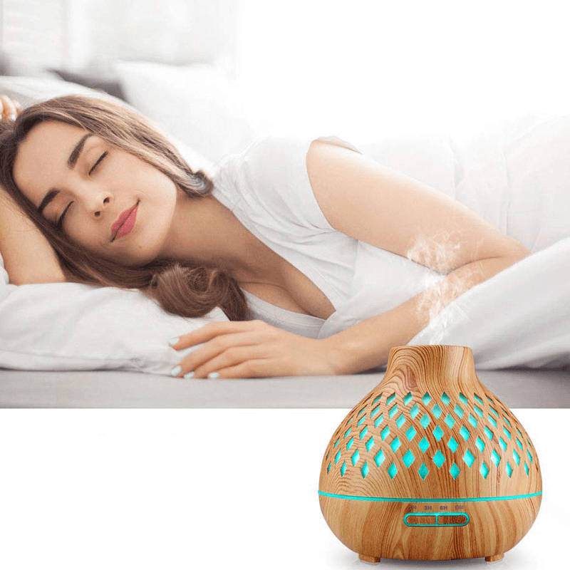 400Ml Mini Humidifier Wood Grain Aroma Essential Oil Diffuser USB Ultrasonic Smooth Fog Mist Maker Remote Control Trendha