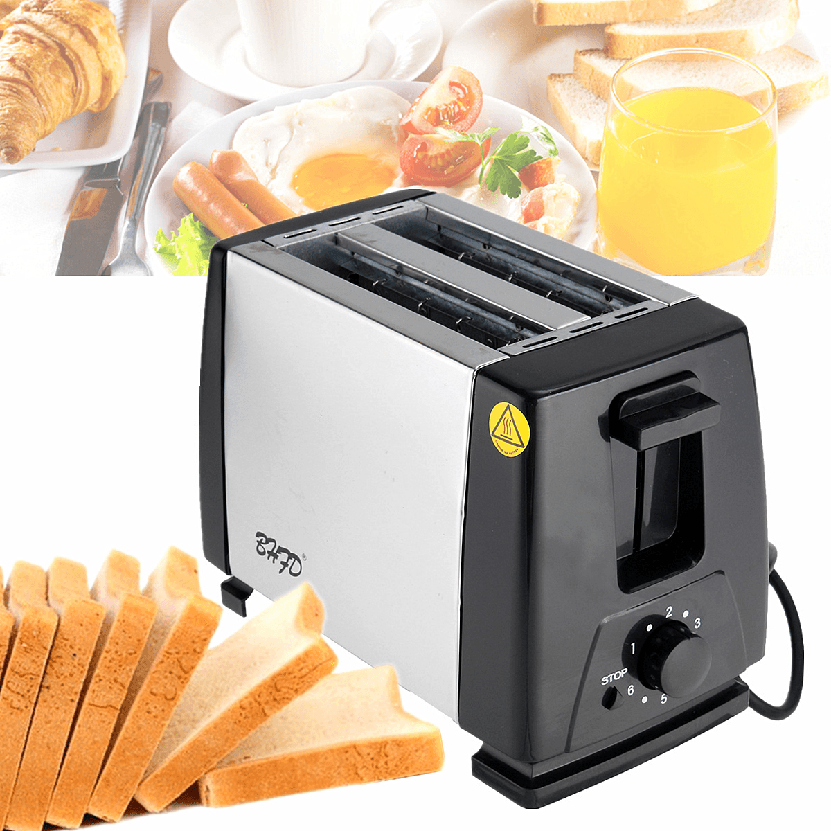 MONDA Electric Automatic 2 Slice Bread Toaster Oven Toaster Sandwich Maker Grill Machine Trendha