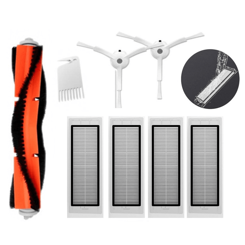 8Pcs Robot Vacuum Cleaner Side / Rolling Brushes HEPA Filters Replacements for Xiaomi Non-Original Trendha