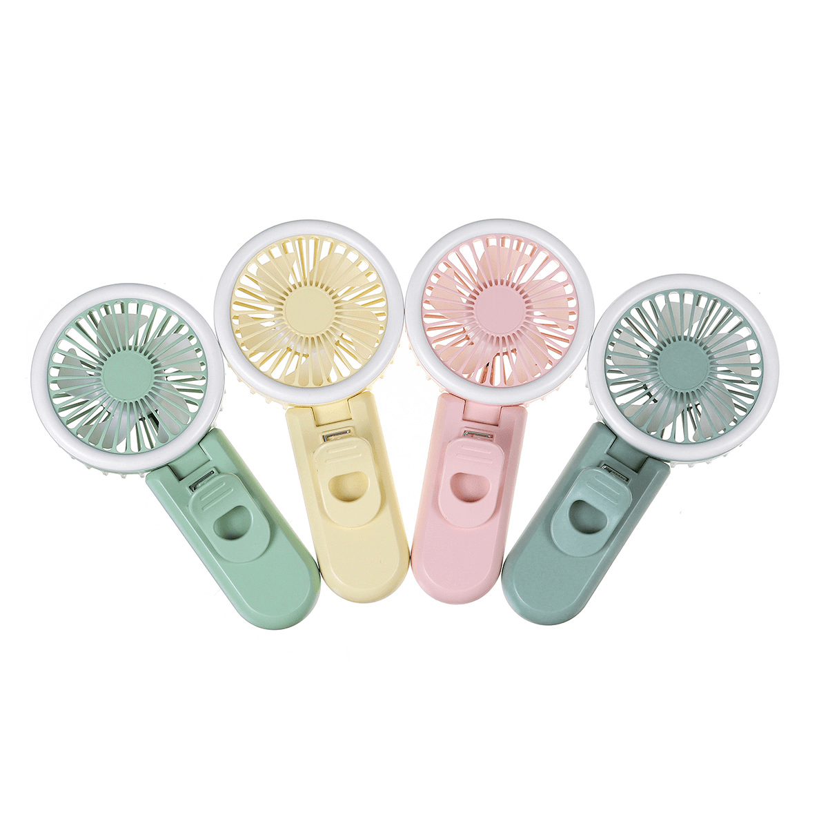 Mini LED Ring Light Fan USB Rechargeable Handheld Makeup Selfie Lamp Air Cooler Trendha