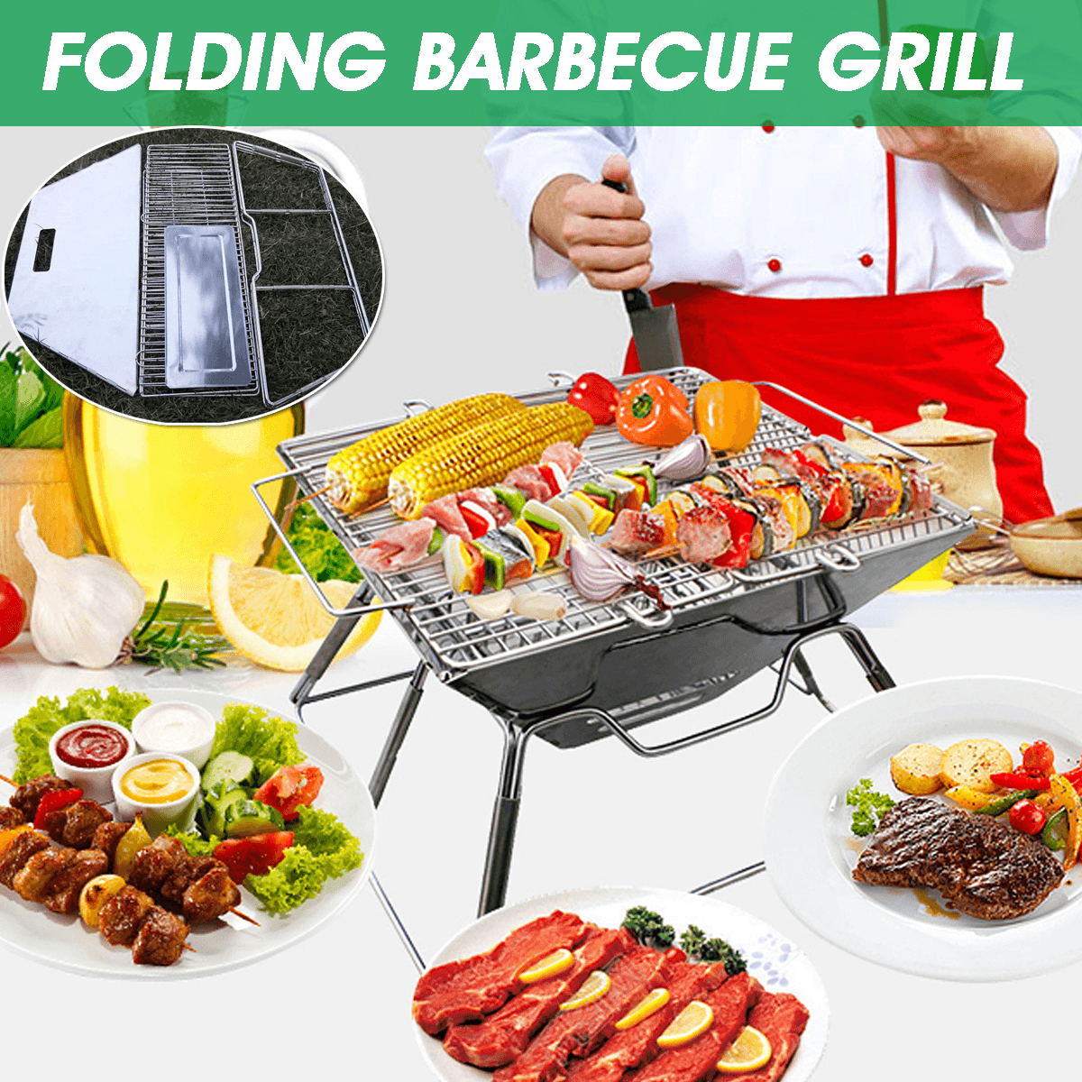 31X31X22Cm Folding BBQ Barbecue Grill Portable Outdoor Home BBQ Tools Easy Installation Trendha