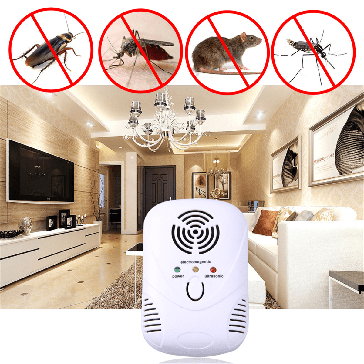 Electronic Ultrasonic Mouse Killer Mouse Cockroach Trap Mosquito Repeller Insect Rats Spiders Contro dylinoshop