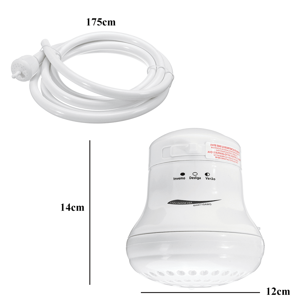 110/220V Instant Electric Water Heater Instant Hot Shower Head 5400W 3 Temperature Control dylinoshop