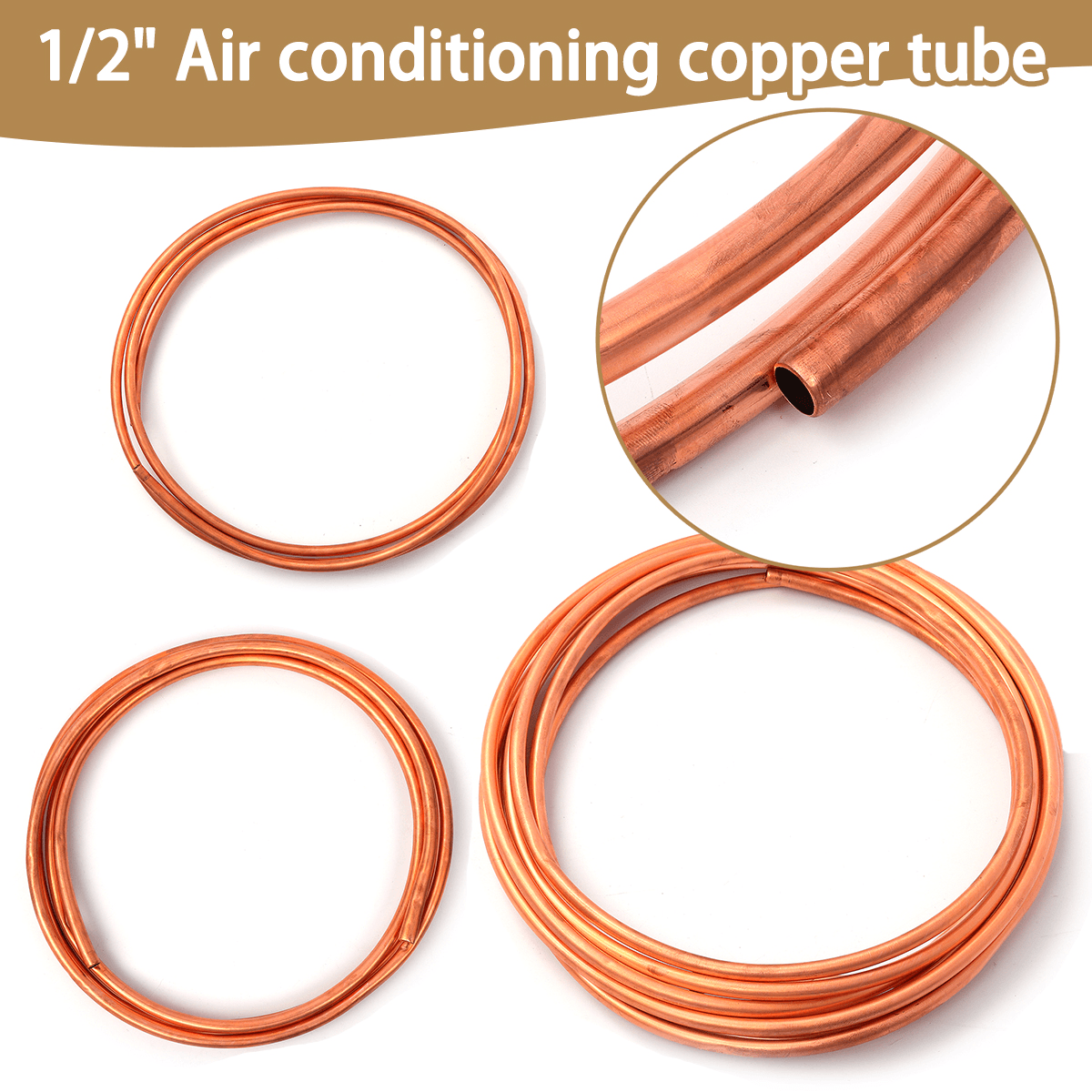 1M/2M/3M/5M R410A Air Conditioning Soft Copper Tube Pipe Coil Brass Tube dylinoshop