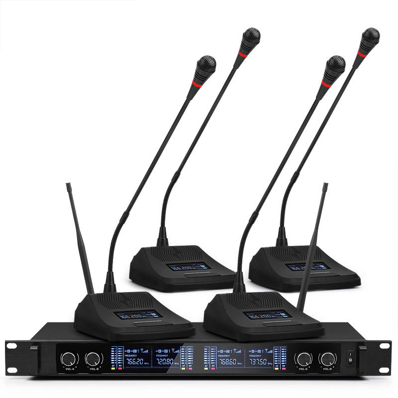 Professional UHF 4 Channel 2 Channel Wireless Handheld Microphone System Mic for Stage Church Family Party Karaoke Meeting Trendha