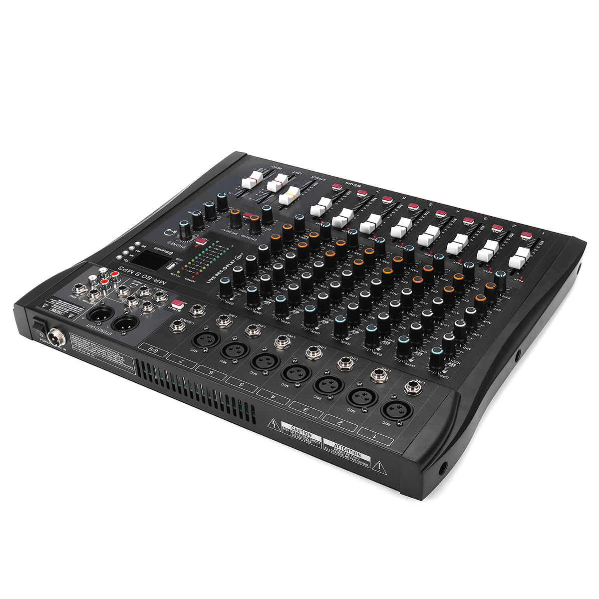 9 Channel 3 Band Professional Bluetooth Audio Mixer Console Studio USB DJ Sound Mixing Trendha