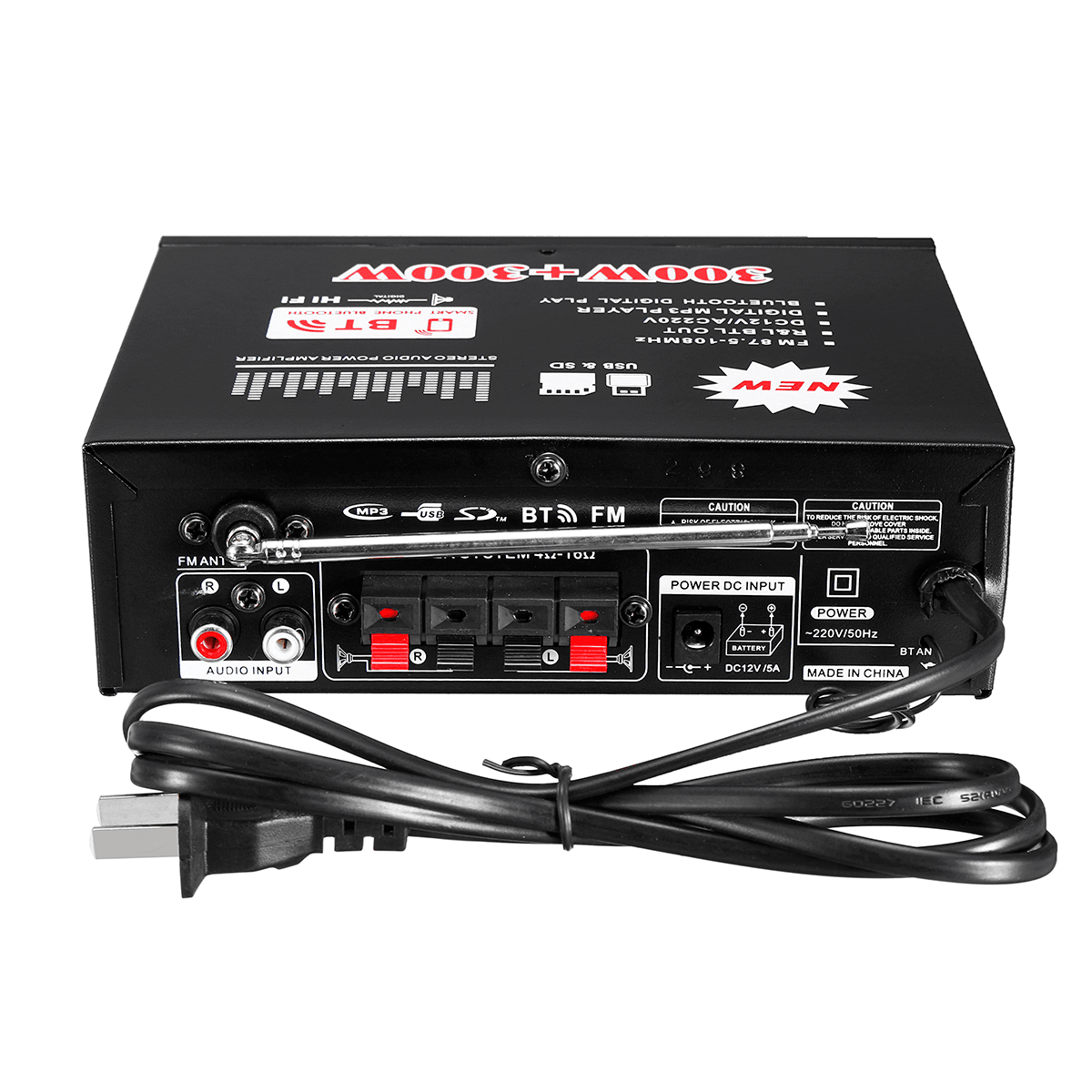 BT-298A 12V 220V HIFI Audio Stereo Power Amplifier Bluetooth FM Radio 2CH 600W Trendha