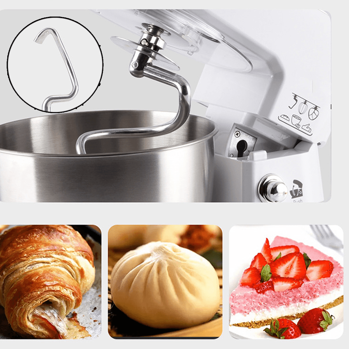 220-240V 800W 4L Automatic Dough Mixer 6 Speed Adjustable Kitchen Machine Mixer Trendha