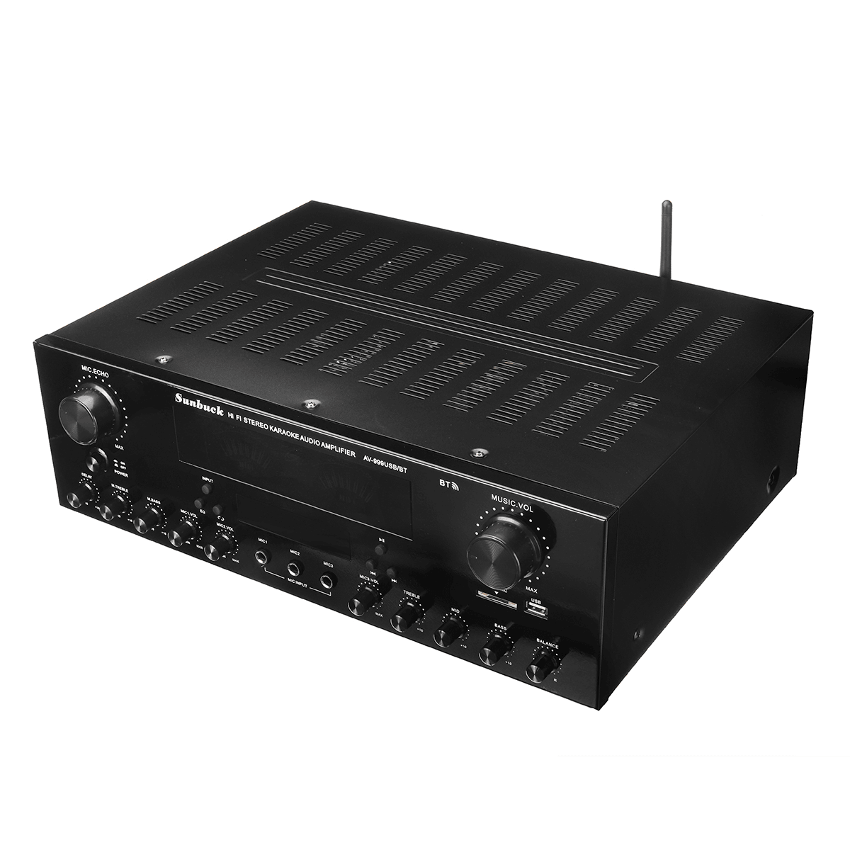 Sunbuck AV-999BT 110V/220V 7 Channel Digital Hifi Bluetooth 5.0 Power Amplifier Home Stereo Audio FM Amp with Remote Control Trendha