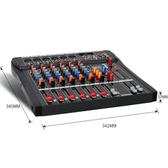 LEORY 6 Channel DJ Audio Mixer Controller Bluetooth Mixing Console USB Portable Mixing Console Digital Sound Mixer Amplifier with Display Trendha