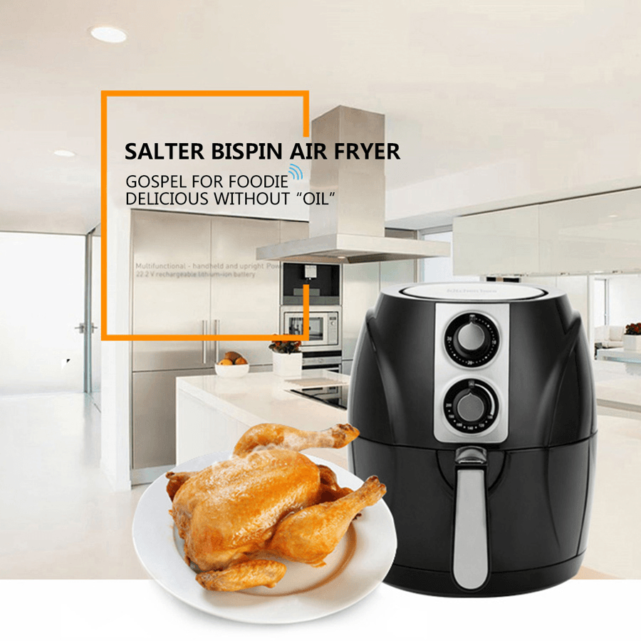 SALTER Air Fryer Household Circulation Fume Free Non-Stick Frying Pan Intelligent Mobile-Uk-Black Trendha