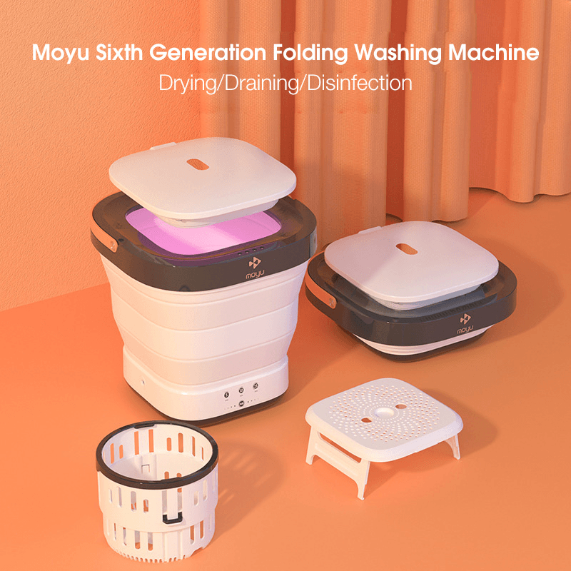 [6Th Version] Moyu XPB08-F2G Portable Mini Folding Washing Machine with Spin Dryer Drying and Disinfecting UV Sterilization Washer for Travel Home Camping Apartments Dorms RV Business Trendha