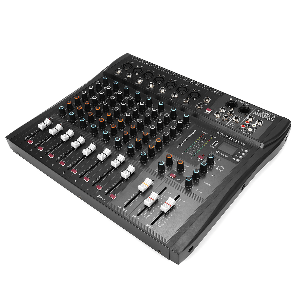 9 Channel 3 Band Professional Bluetooth Audio Mixer Console Studio USB DJ Sound Mixing Trendha