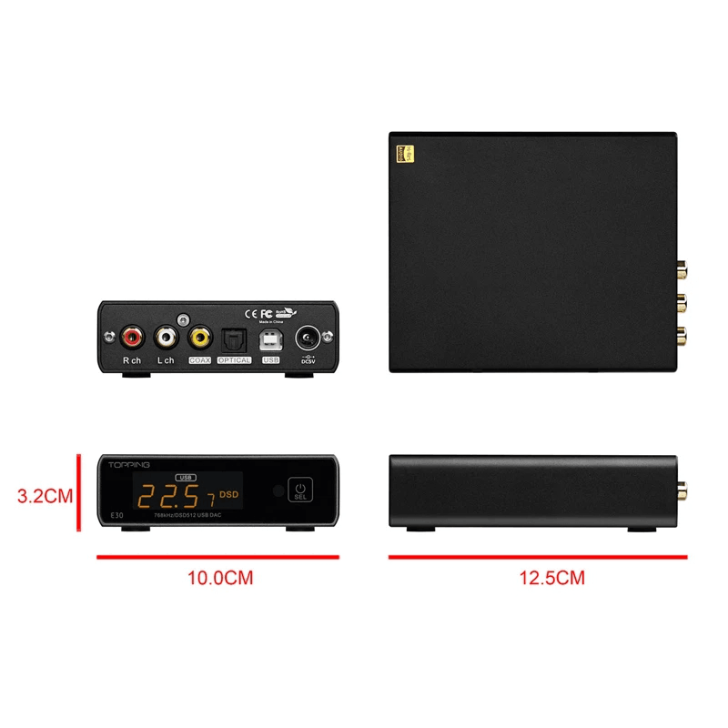 TOPPING E30 DAC Audio Decoder AK4493 XU208 32BIT/768K DSD512 with Remote Control Trendha