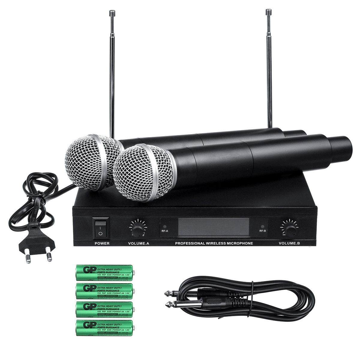 220V Wireless UHF 2 Channel Dual Handheld Microphone Mic System Karaoke KTV Trendha