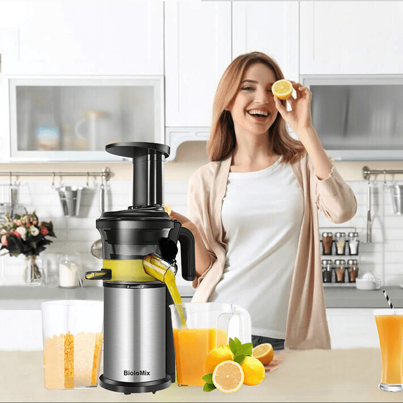 Biolomix BJ200 200W 40RPM Stainless Steel Masticating Slow Auger Juicer Machine Fruit and Vegetable Squeezer Press Juice Maker Trendha