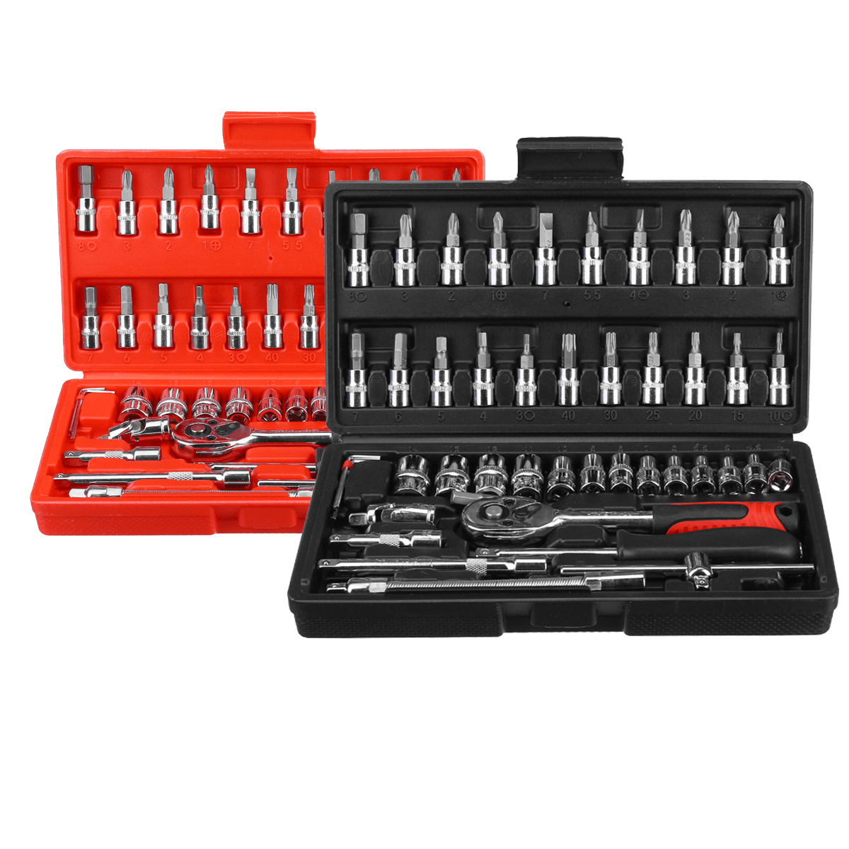 46Pcs Car Repairing Tools 1/4" Drive Socket Ratchet Wrench Kit Hand Tools Spanner Household Car Repair Tool Set dylinoshop