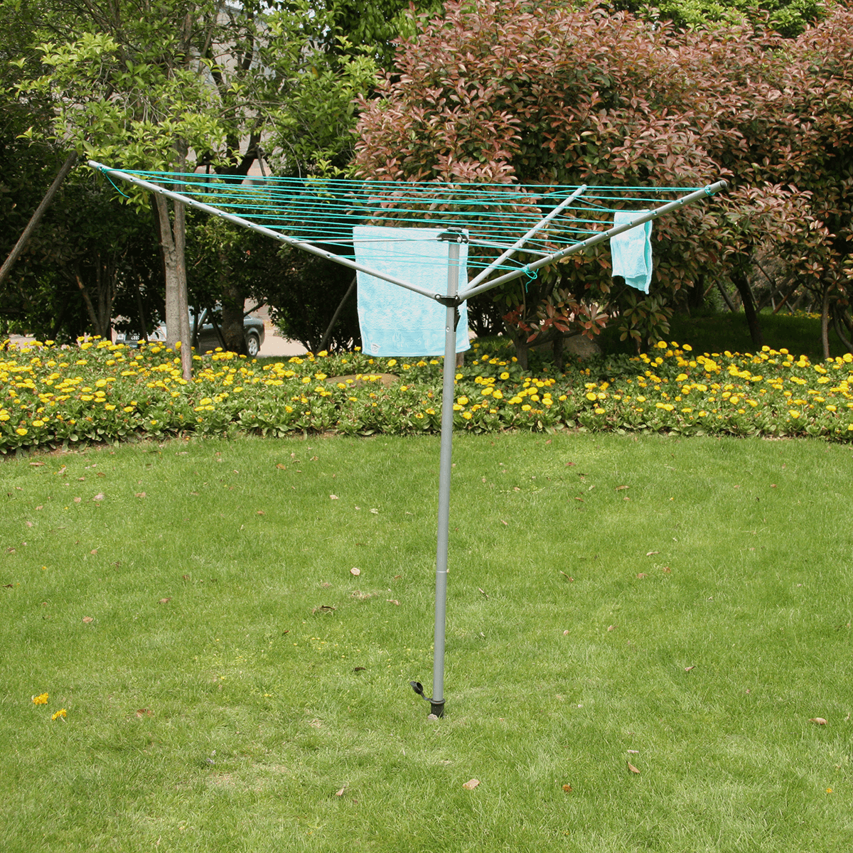 85FT-98FT Collapsible 3-Arm Outdoor Umbrella Drying Rack Clothes Hanging Airer Trendha