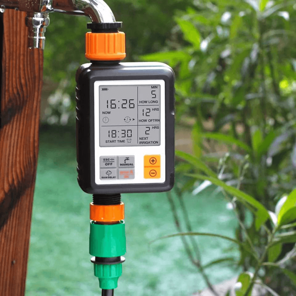 Digital Programmable Water Timer Automatic Watering Device 3" Large Screen IP65 Waterproof Rain Delay for Outdoor Garden Lawn Growing Plants Flowers dylinoshop