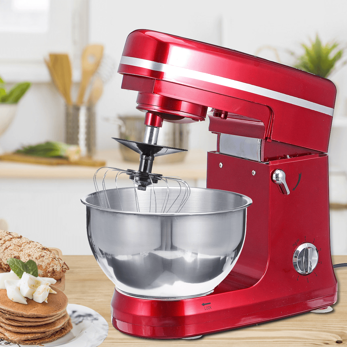 1000W 5L Multifunctional Electric Food Stand Blender Mixer Kneading Dough Machine 6 Speed Tilt-Head Stainless Steel Table Egg Beater dylinoshop