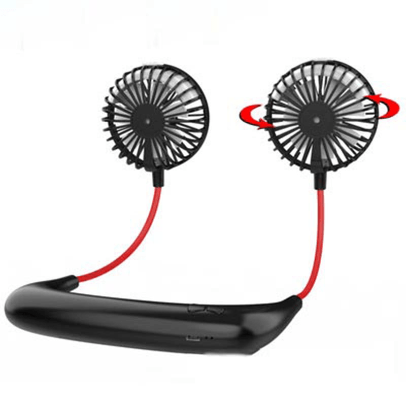 Mini Portable Neck Hanging Fan USB Rechargeable Sport Camping Lazy Air Cooler Double Head Trendha