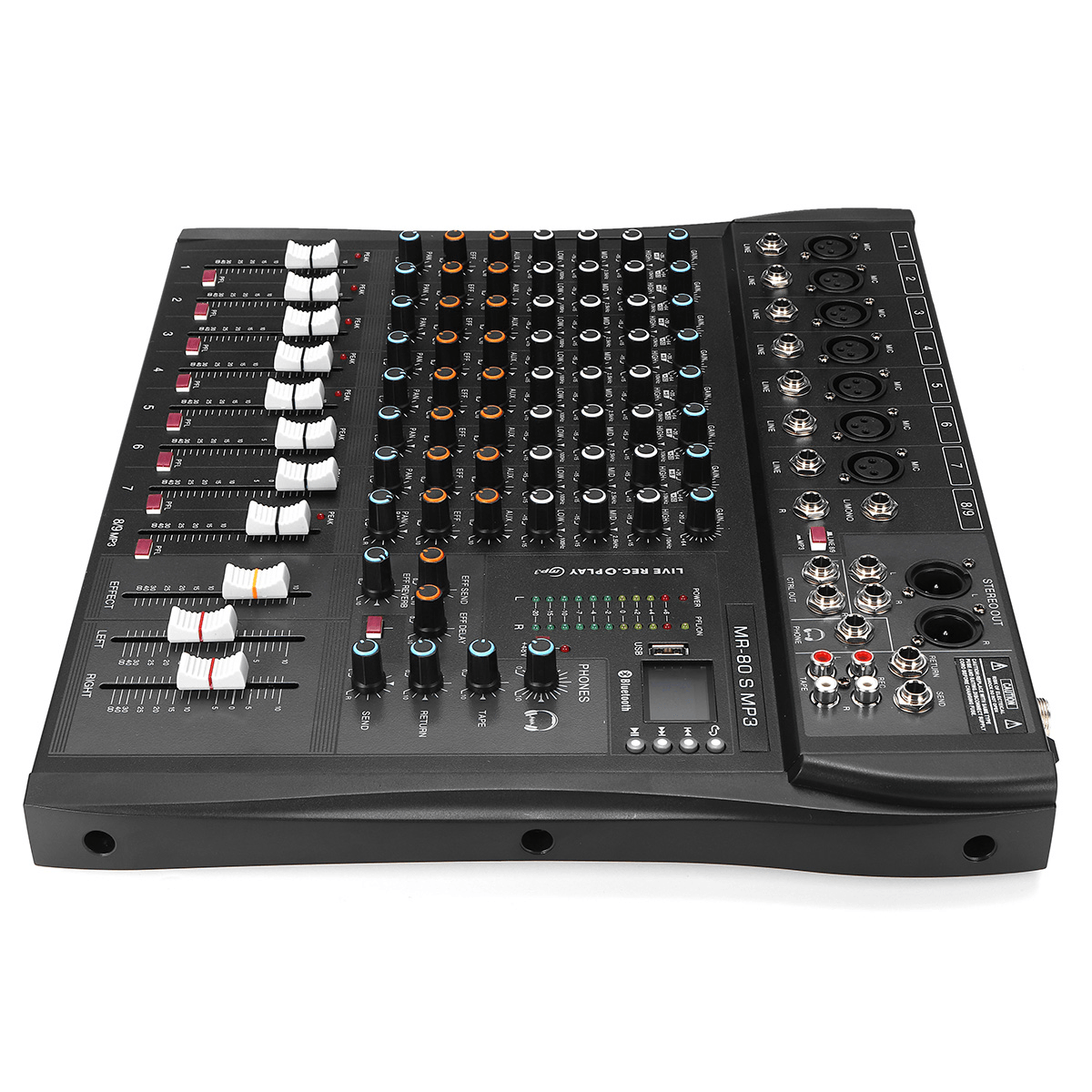 9 Channel 3 Band Professional Bluetooth Audio Mixer Console Studio USB DJ Sound Mixing Trendha