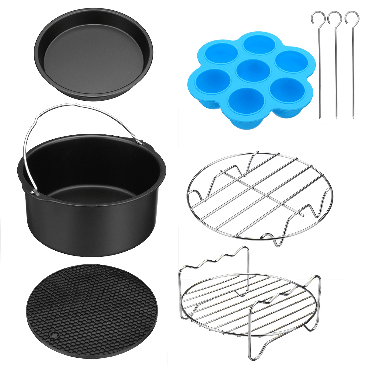 6'' 11PCS Air Fryer Accessories Chips Baking Pan Set for 3.2-6.8QT Trendha