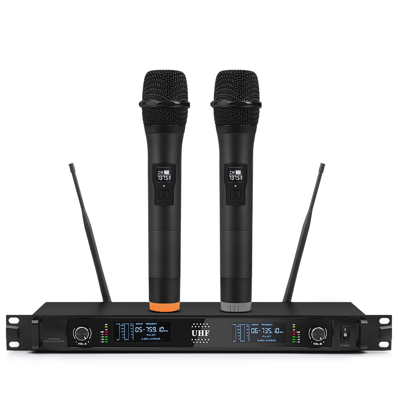 Professional UHF 4 Channel 2 Channel Wireless Handheld Microphone System Mic for Stage Church Family Party Karaoke Meeting Trendha