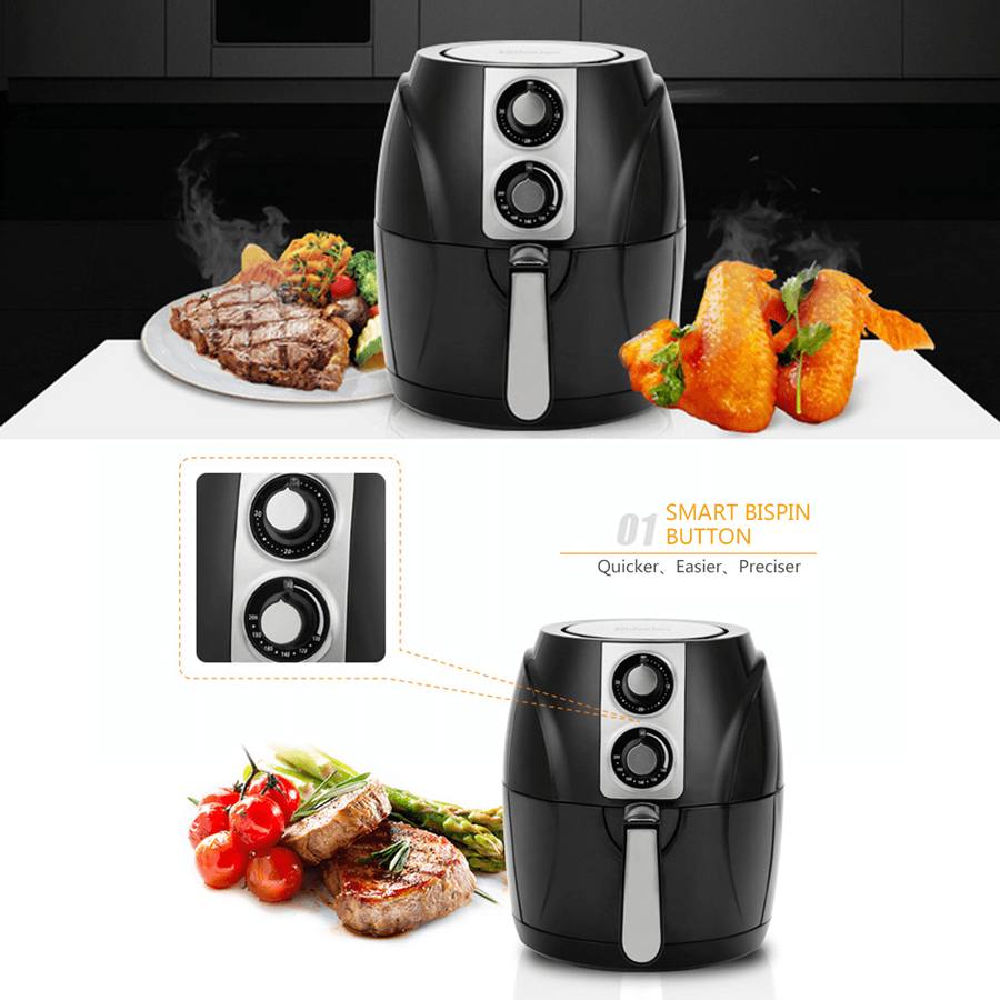 SALTER Air Fryer Household Circulation Fume Free Non-Stick Frying Pan Intelligent Mobile-Uk-Black Trendha