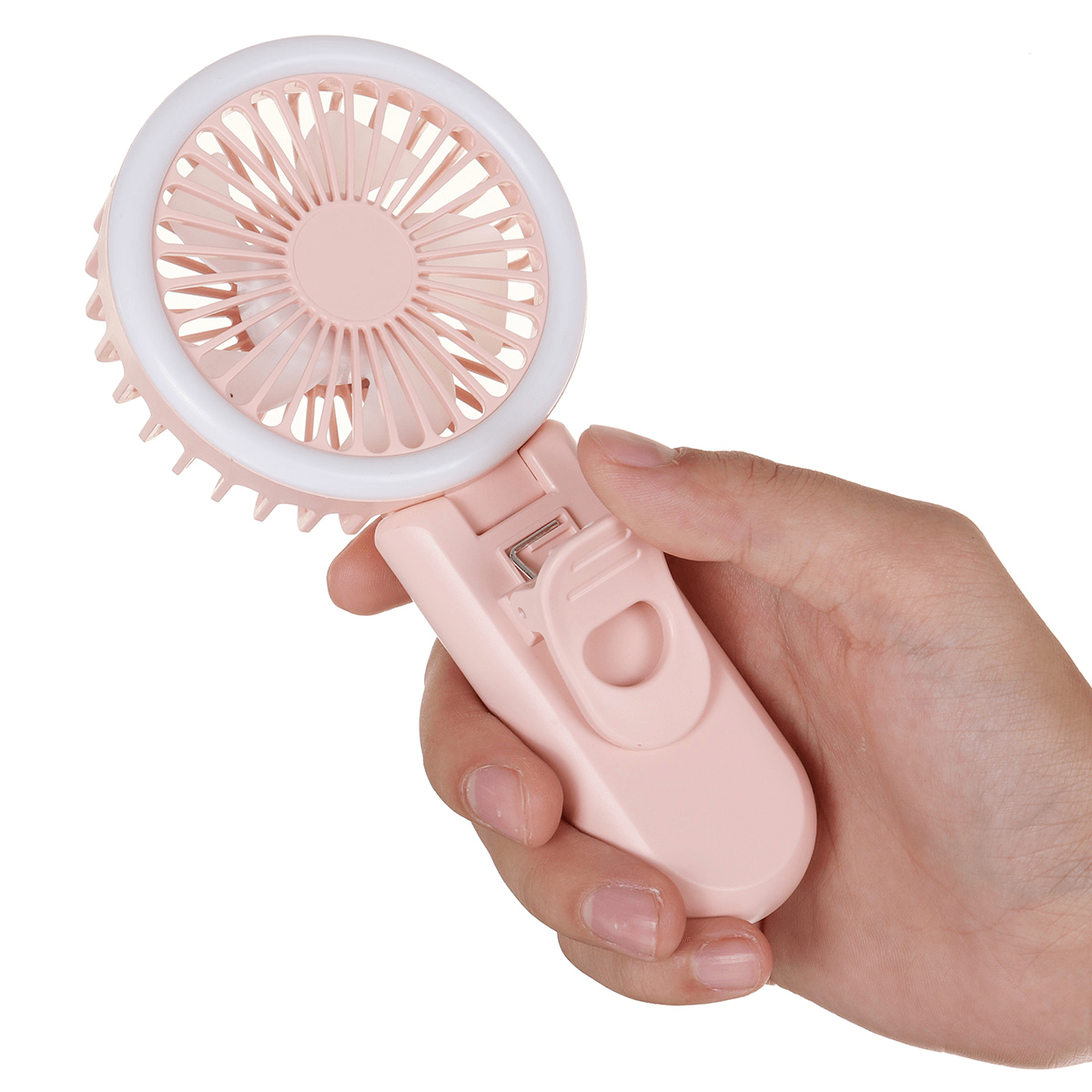 Mini LED Ring Light Fan USB Rechargeable Handheld Makeup Selfie Lamp Air Cooler Trendha