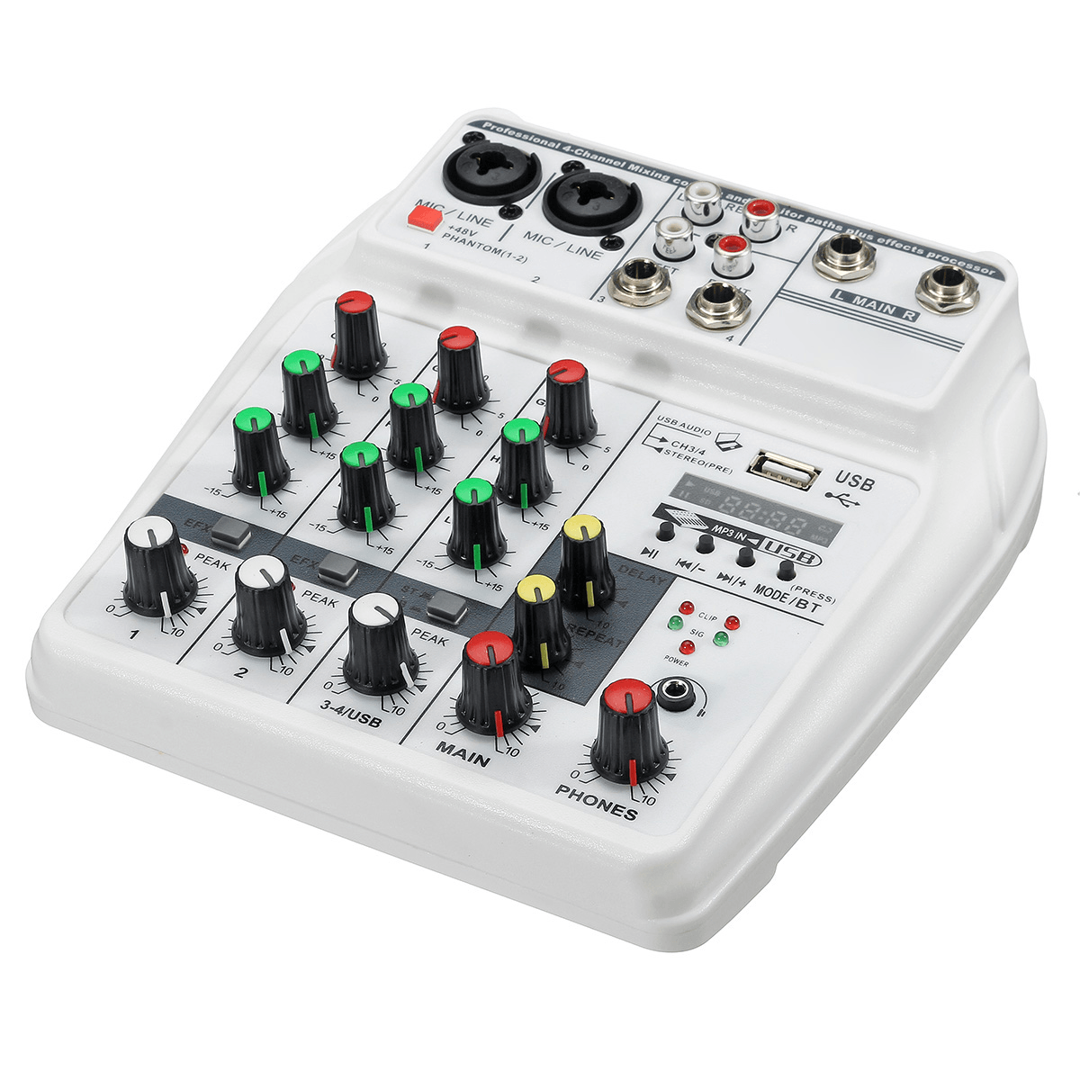 4 Channel Audio Mixer Bluetooth USB Stereo Studio Sound Mixing Console Digital Trendha