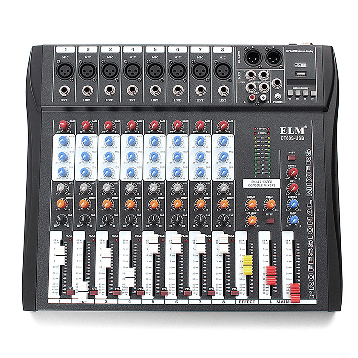 EL M CT80S 8 Channel Live Studio 48V Phantom Audio Mixer Mixing Console for DJ KTV Karaoke Trendha