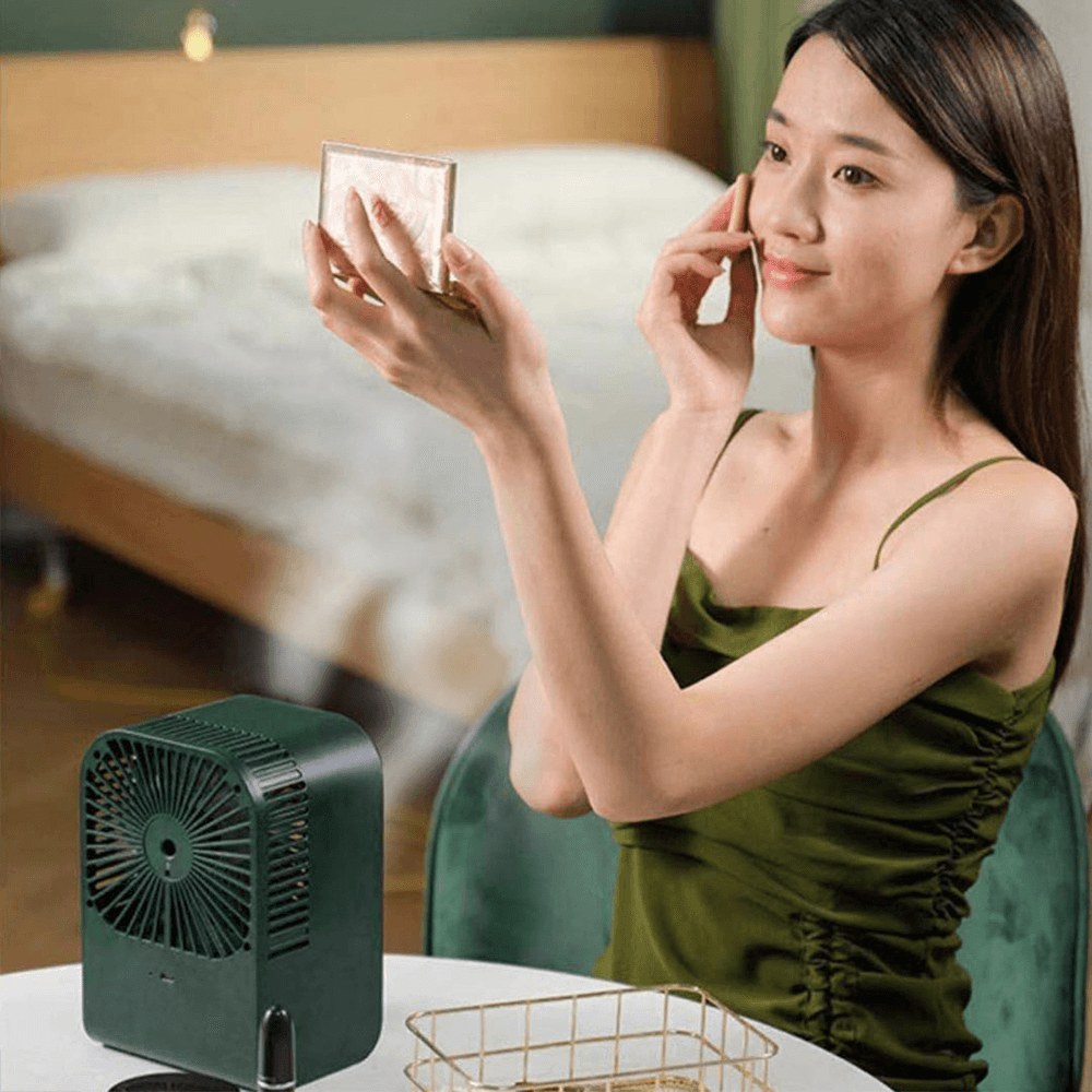 MIIIW LJQ-122 Desktop Humidification Fan 3 Gear Wind Speed Dual-Mode Humidification Nano Ice Fog 3 Seconds to Cool down for Home Office Bedroom Trendha