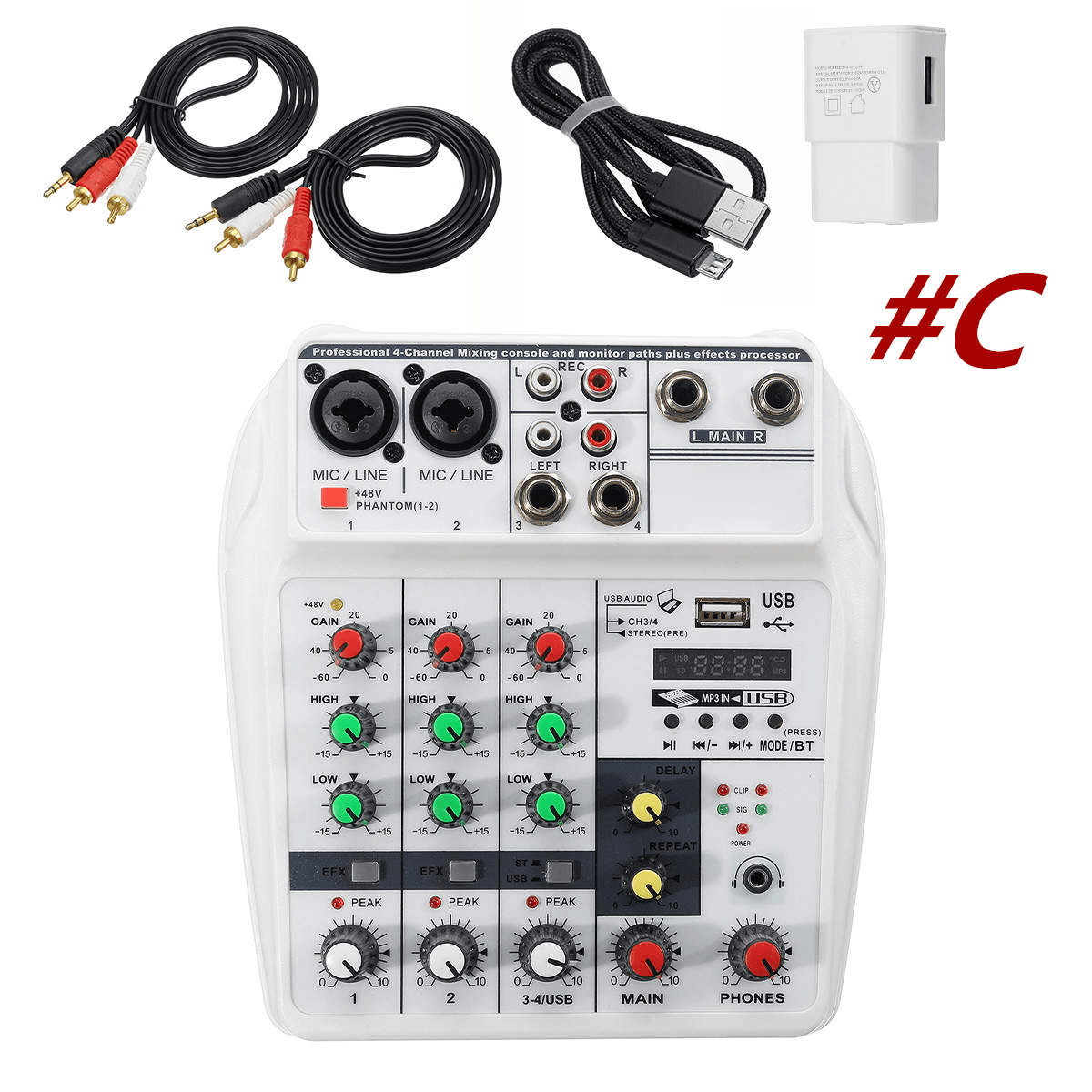 4 Channel Audio Mixer Bluetooth USB Stereo Studio Sound Mixing Console Digital Trendha