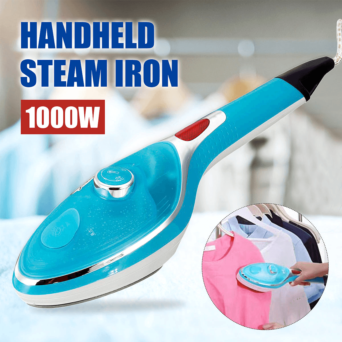 2 in 1 Flat Hanging Handheld Steam Iron Eletric Mini Iron 220V 1000W High Temperature Sterilization Visible Water Tank 3 Speed dylinoshop